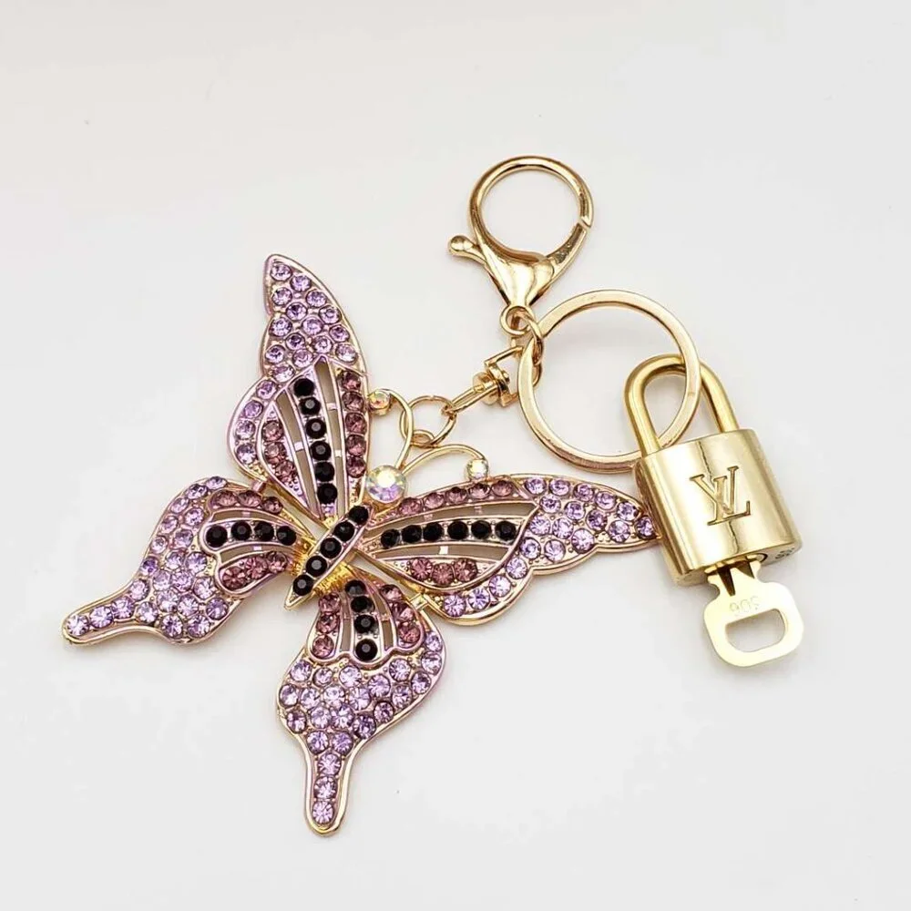 Louis Vuitton Gold Lock 🔒 Authentic LV Key + Unbranded Butterfly Bag Charm_4